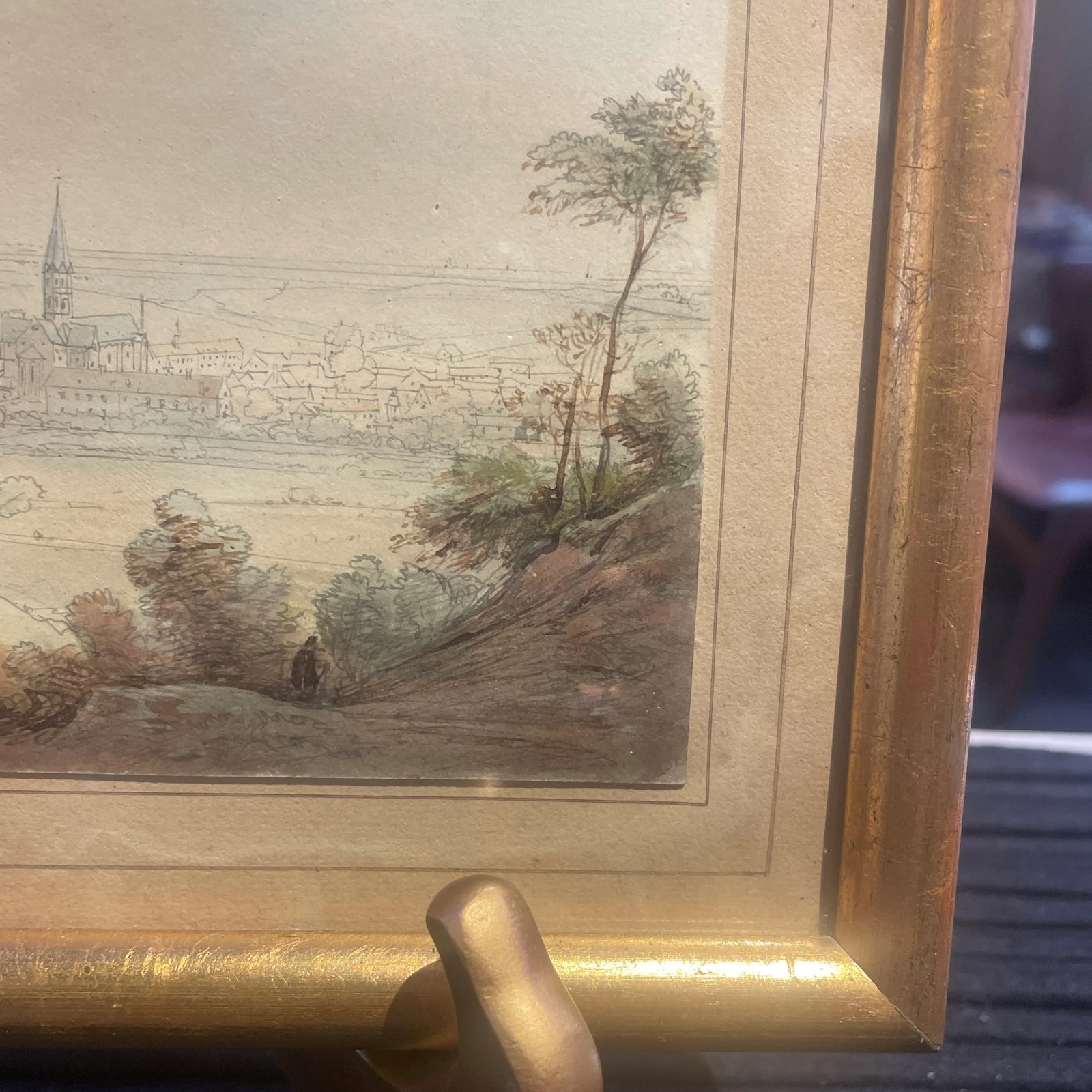 1849 Antique German Landscape Watercolor Painting by Casper Scheuren - 7