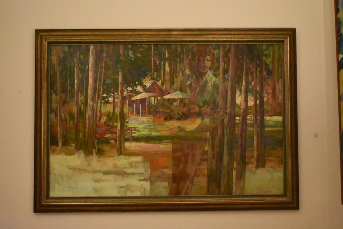 1970s Vintage Ervin Darai La Set Oil on Canvas Painting - 5