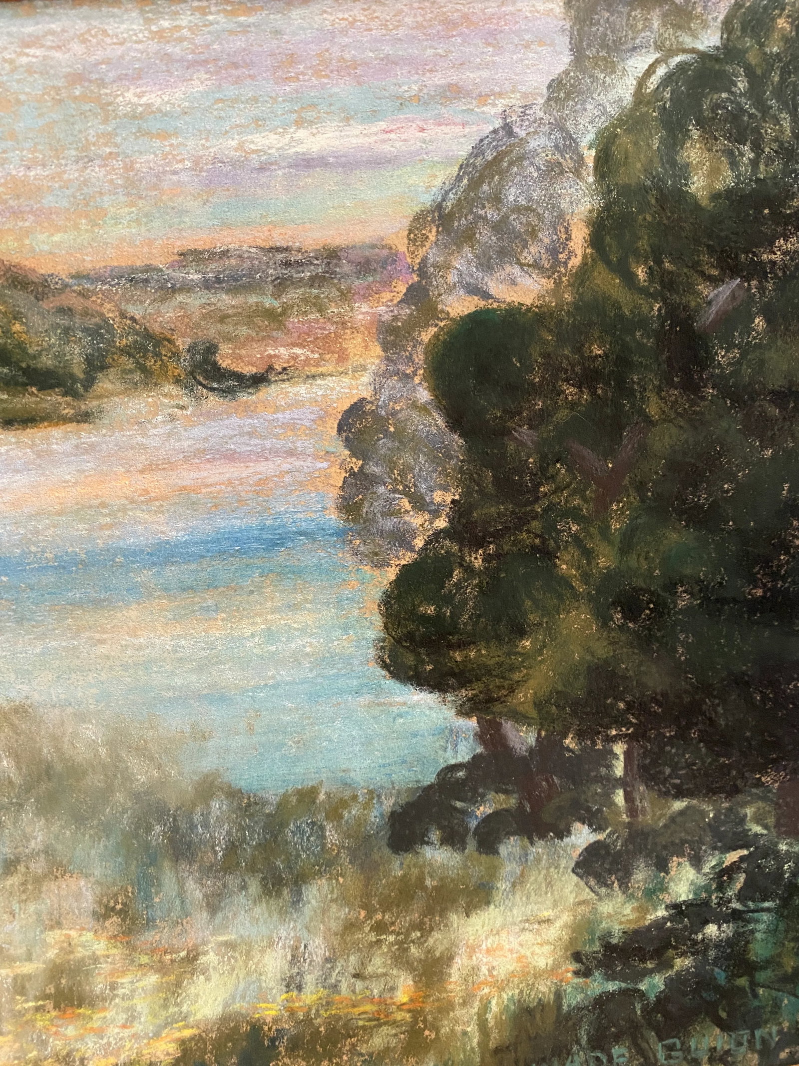 Mid Century Painting of River Bank - 2