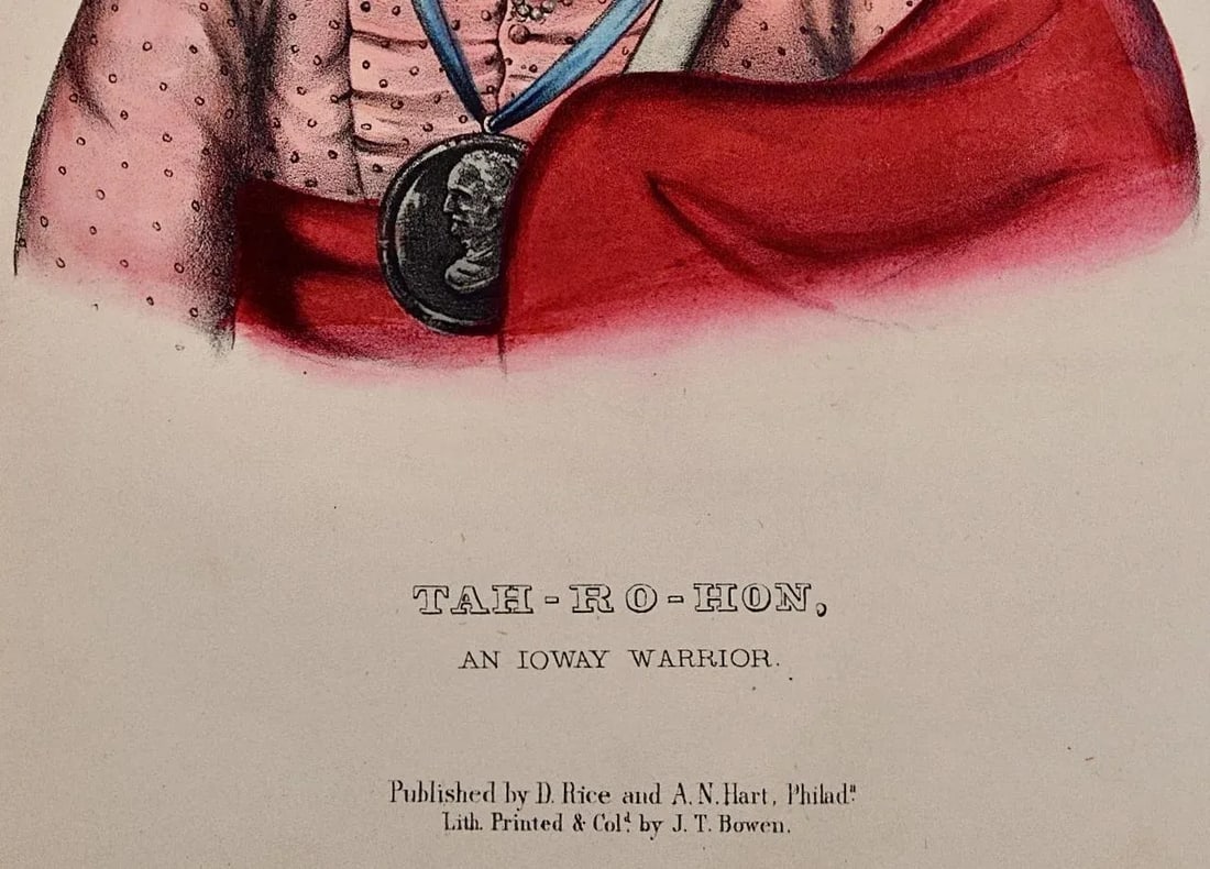 Tah-Ro-Hon, an Ioway Warrior: Original Hand-Colored McKenney & Hall Lithograph, 1848 - 5