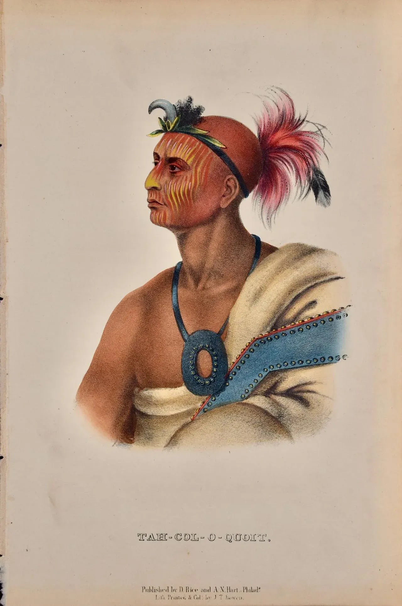 Tah-Col-O-Quoit: Original 19th Century Hand-Colored McKenney & Hall Lithograph, 1848 - 2