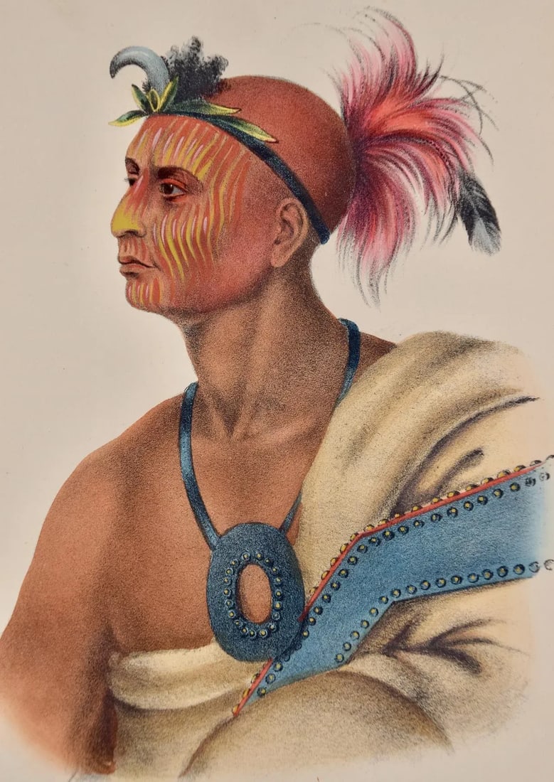Tah-Col-O-Quoit: Original 19th Century Hand-Colored McKenney & Hall Lithograph, 1848 - 3