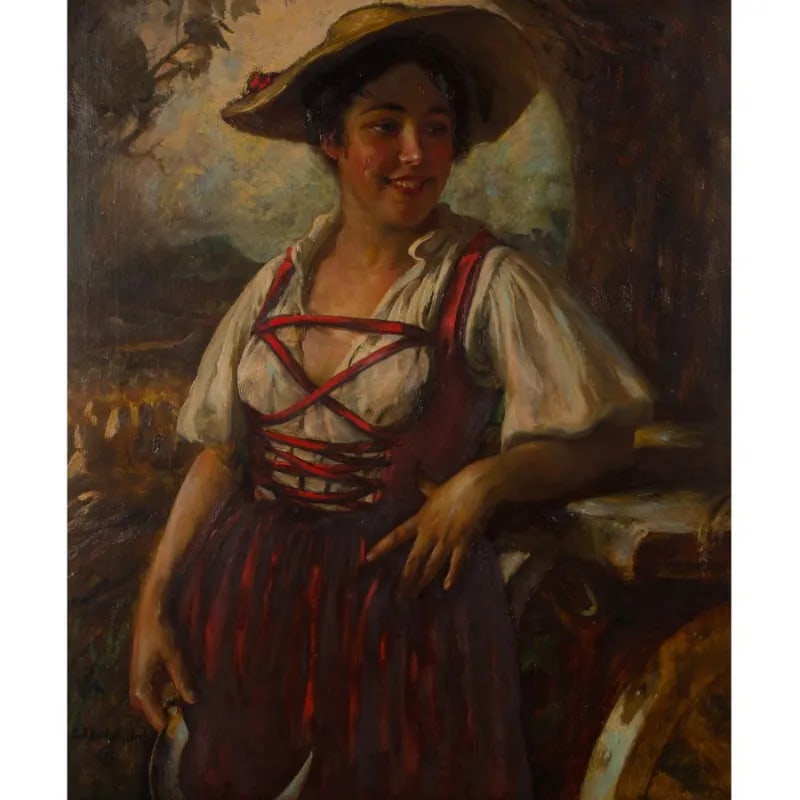 Carl Kricheldorf (1863-1934) - Late 19th Century Oil, Rural Woman - 2