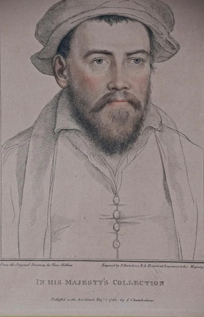 18th C. Portrait of Edward Stanley From Henry VIII's Court After Holbein Drawing, 1793 - 3