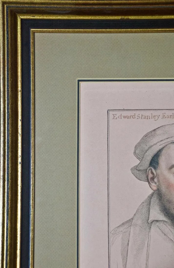 18th C. Portrait of Edward Stanley From Henry VIII's Court After Holbein Drawing, 1793 - 5