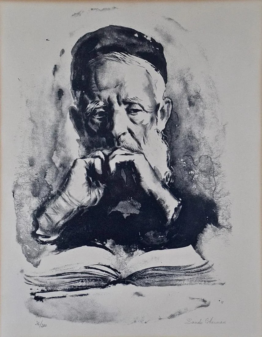 Limited Ed. Etching of a Scholar, Possibly a Cleric, with a Book in Deep Thought, 20th Century - 2