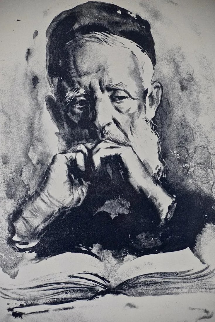 Limited Ed. Etching of a Scholar, Possibly a Cleric, with a Book in Deep Thought, 20th Century - 3