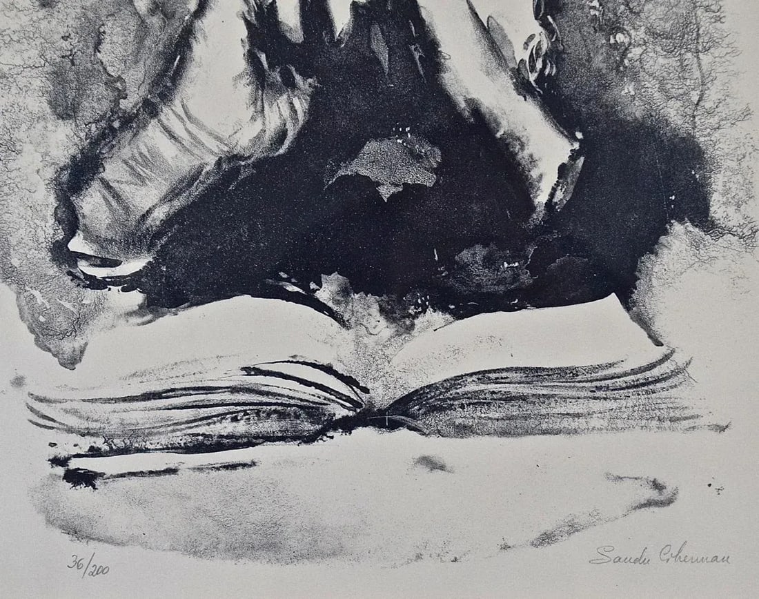Limited Ed. Etching of a Scholar, Possibly a Cleric, with a Book in Deep Thought, 20th Century - 4