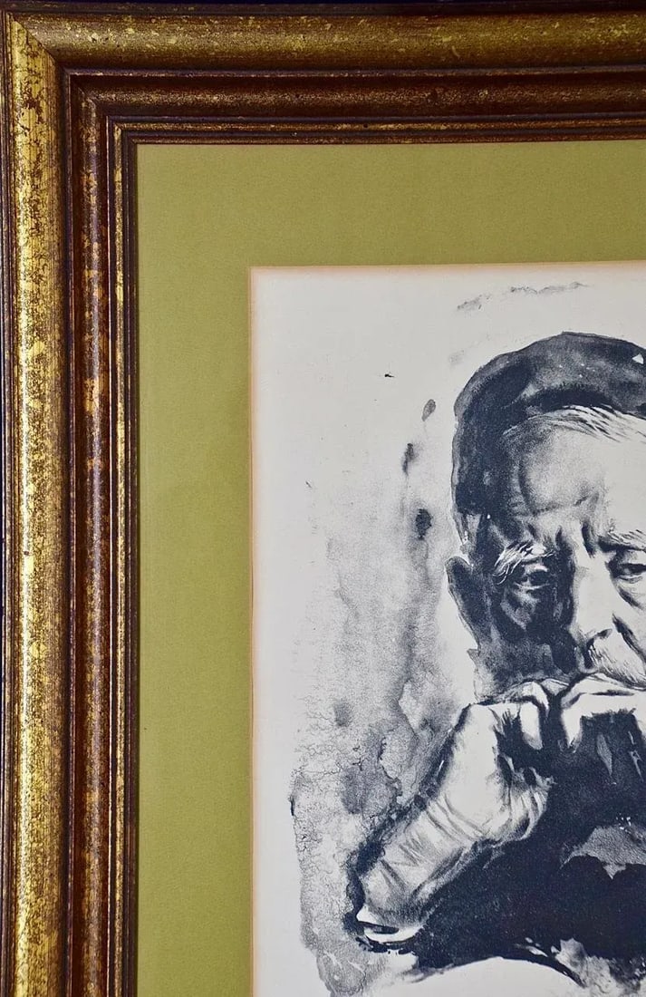 Limited Ed. Etching of a Scholar, Possibly a Cleric, with a Book in Deep Thought, 20th Century - 5