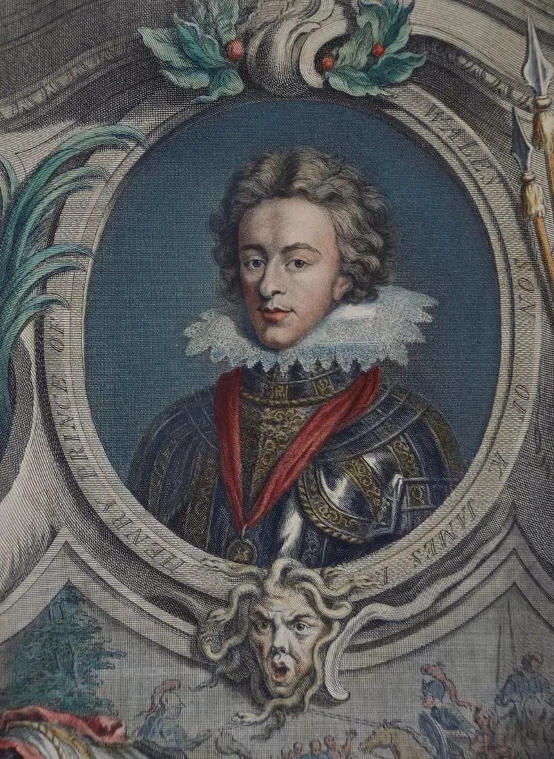 Henry, Prince of Wales, Son of James: A Hand-Colored Houbraken Portrait, 1738 - 3