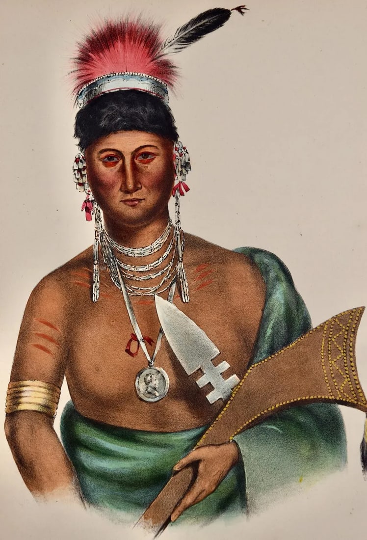 Ap-Pa-Noo-Se, a Saukie Chief: Original Hand-Colored McKenney & Hall Lithograph, 1848 - 3