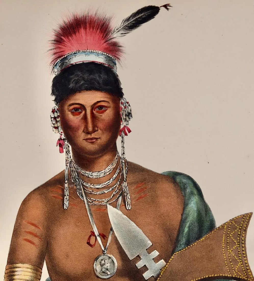 Ap-Pa-Noo-Se, a Saukie Chief: Original Hand-Colored McKenney & Hall Lithograph, 1848 - 4