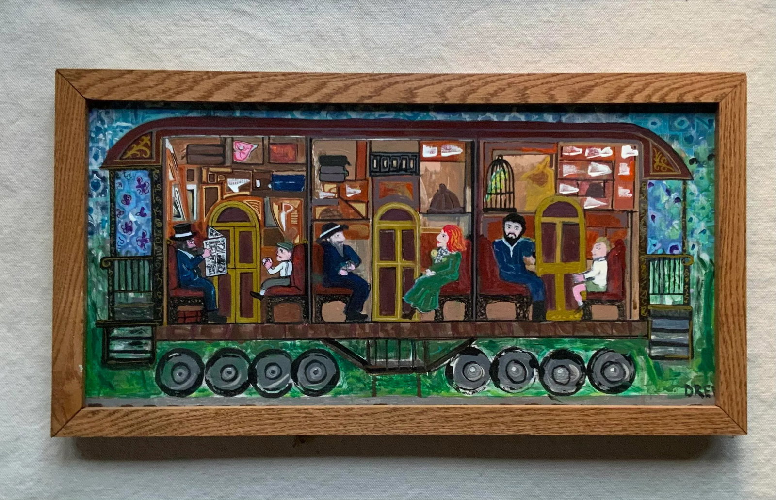 1980s Outsider Art: Framed Oil Painting - 3