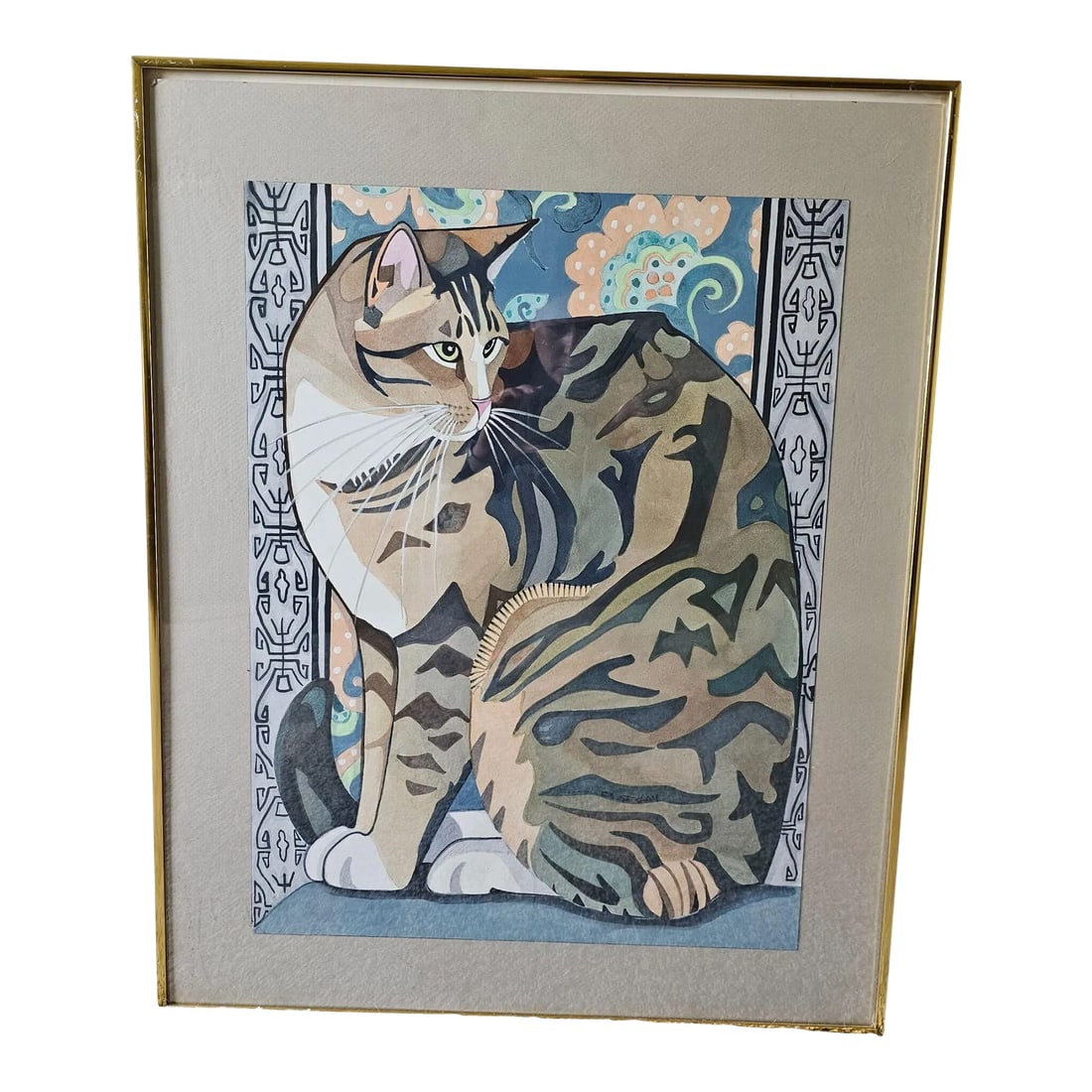 Connie Segall Cat Original Watercolor Painting, Signed: This Connie Segall Cat Original Watercolor Signed Art is a unique, eye-catching piece. The artist's signature adds authenticity, making it a great addition to any art collection. * Original
