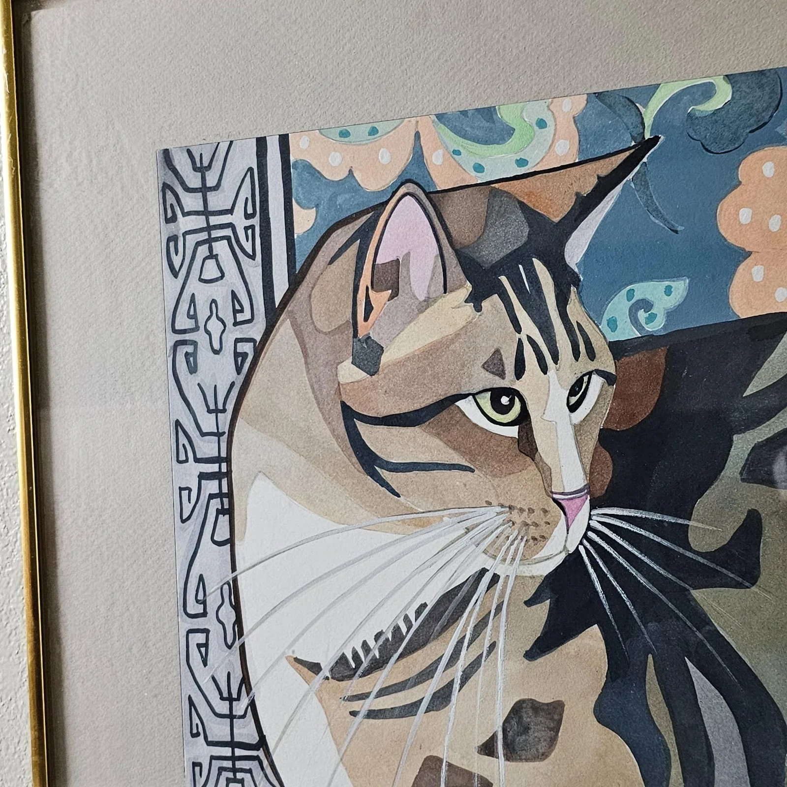 Connie Segall Cat Original Watercolor Painting, Signed - 8