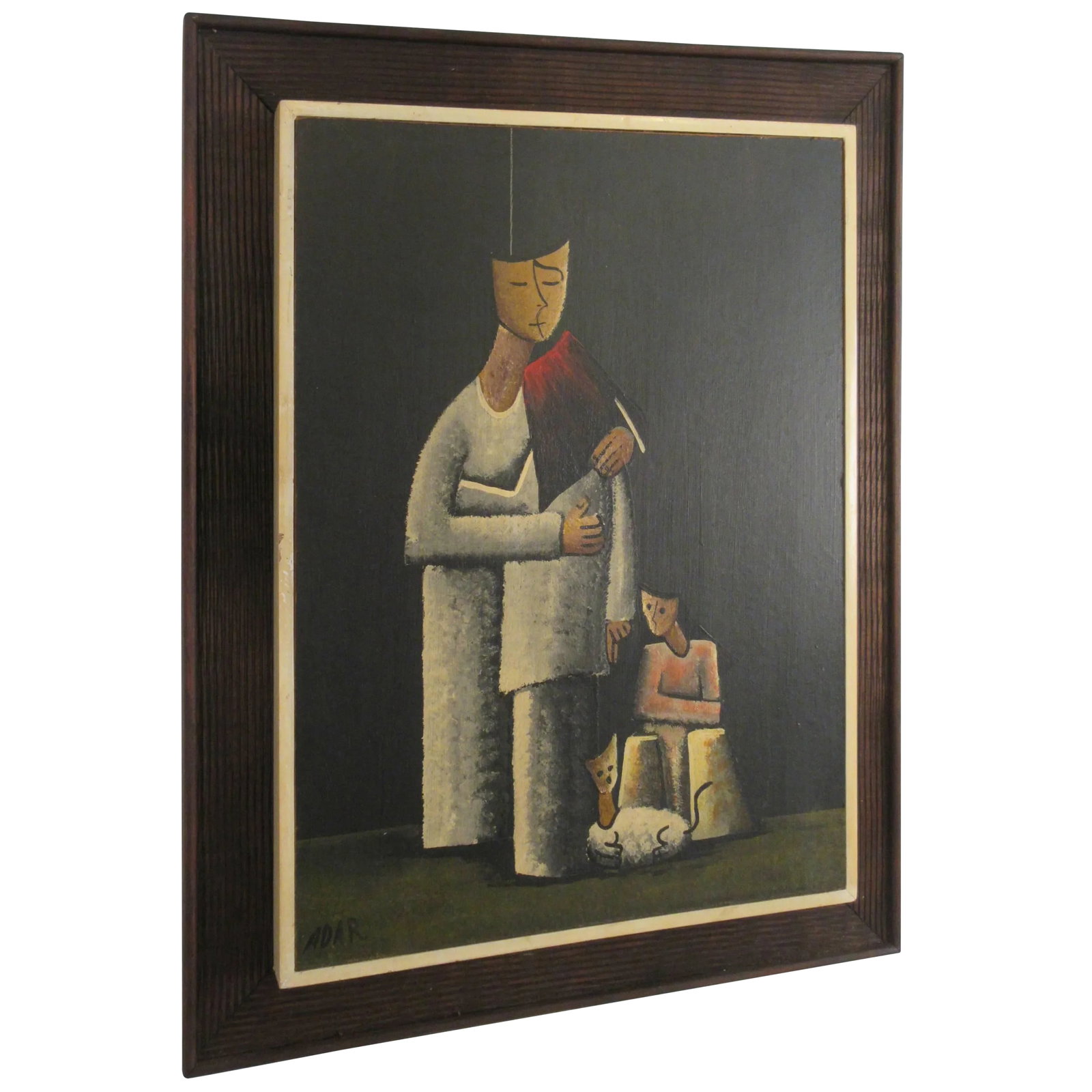 1960s Signed Oil on Board Mother and Children: 1960s signed oil on board mother and children. Condition: Alterations: Original Condition Unaltered Imperfections: Some Imperfections Condition Notes: Good Wear consistent with age and use. Materials 