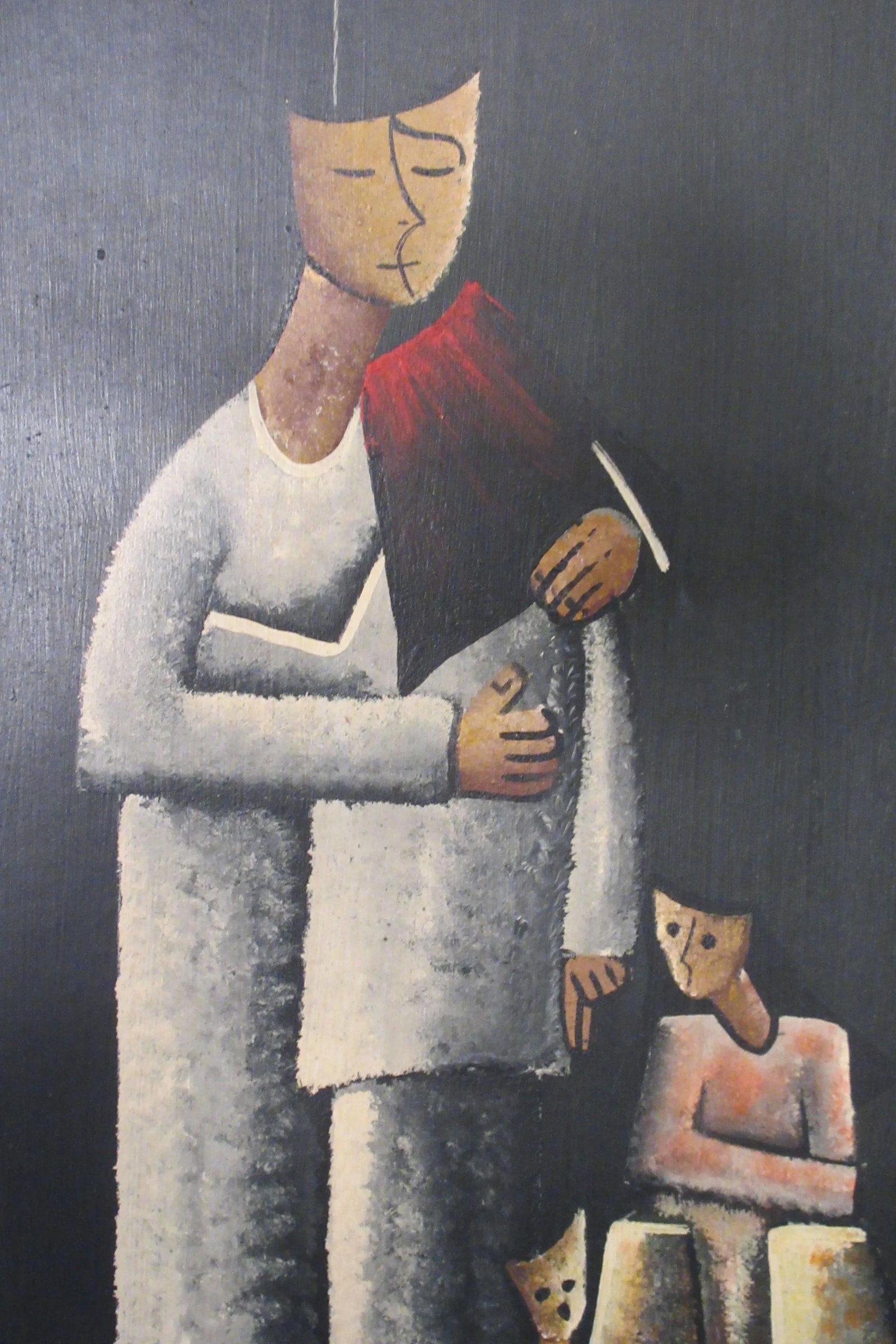 1960s Signed Oil on Board Mother and Children - 3