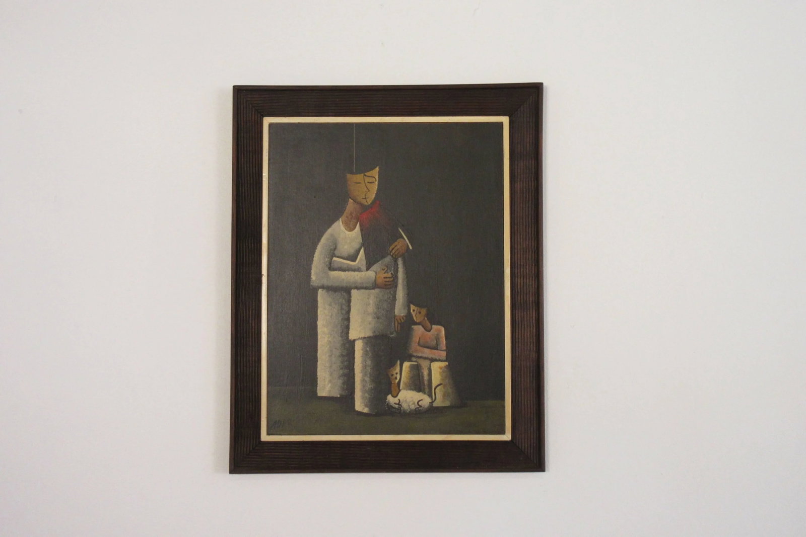 1960s Signed Oil on Board Mother and Children - 5