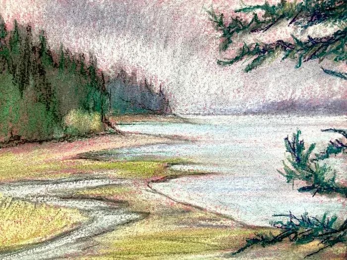 "Bluff View" Contemporary Original Impressionist Landscape Pastel Drawing by Kathleen Ney - 4