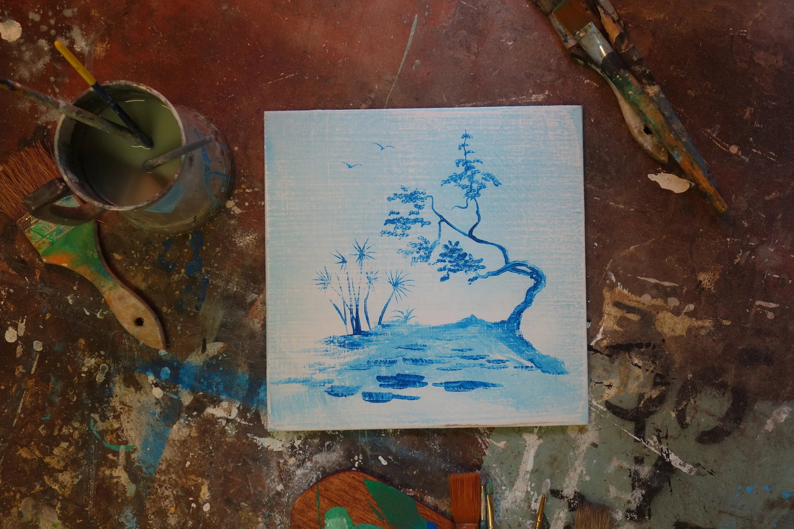 Shattered Silk - Delftware Inspired Original Painting - 5