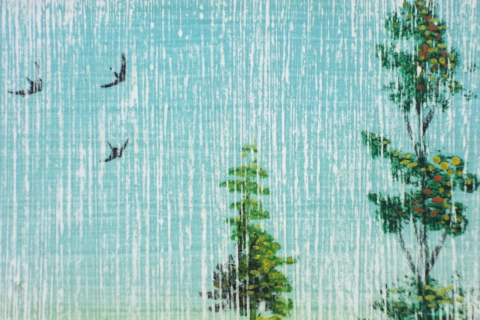 Shattered Silk Inspired Original Painting - Wooded Landscape - 3