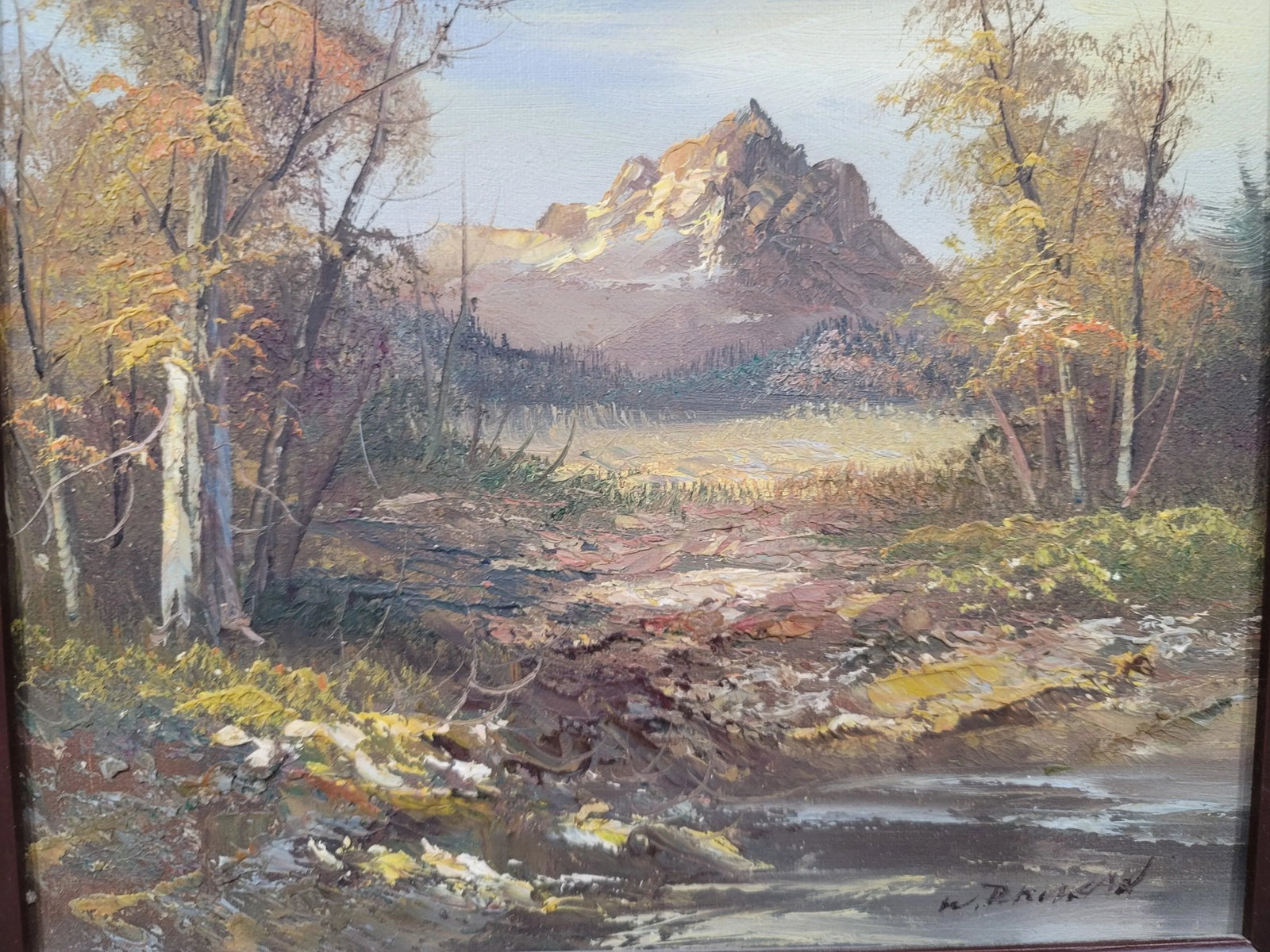 Mid 20th Century Mountain Landscape Oil Painting - 7