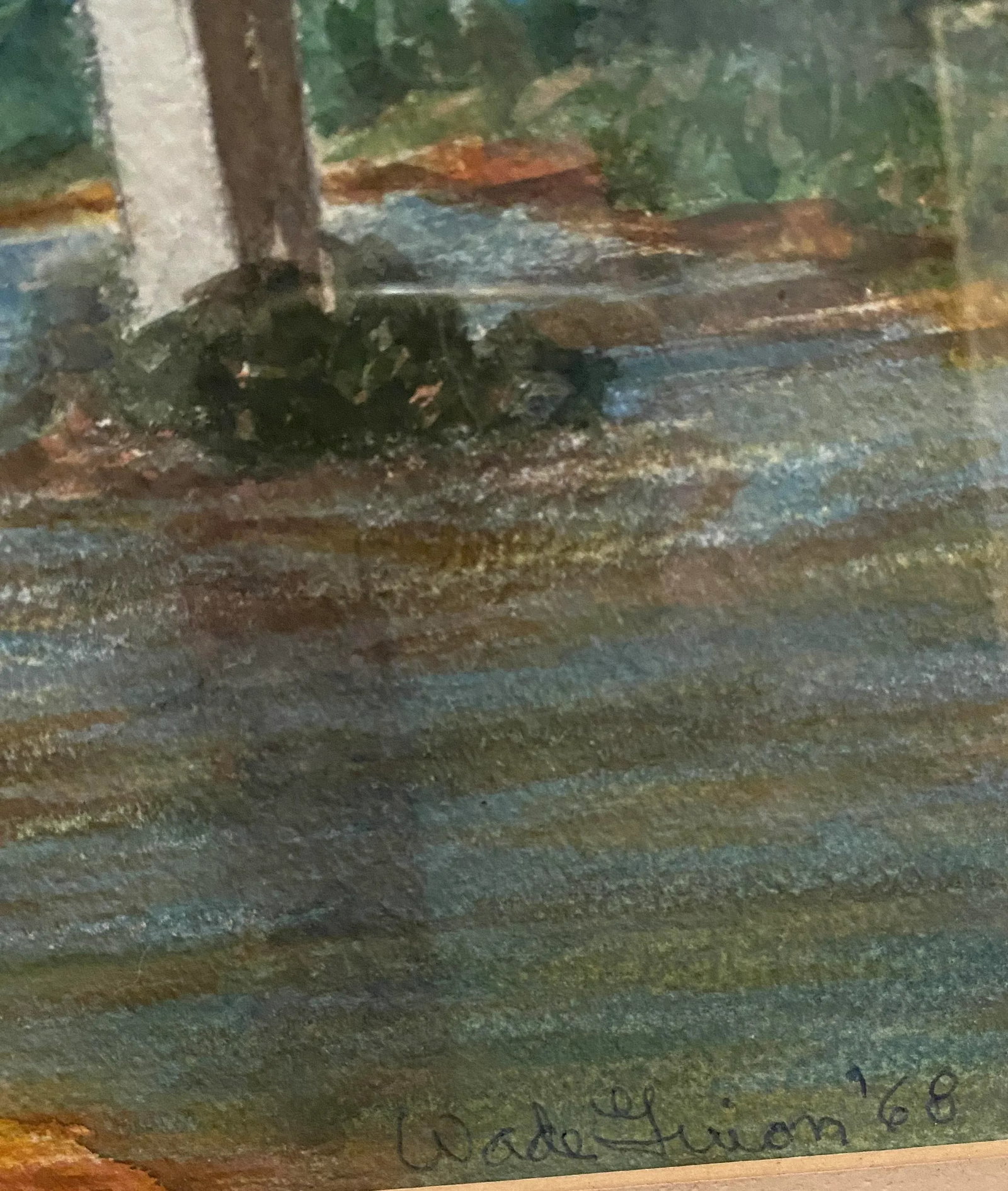 Mid Century Texas Watercolor, Old Washington Brazos River Bridge - 5