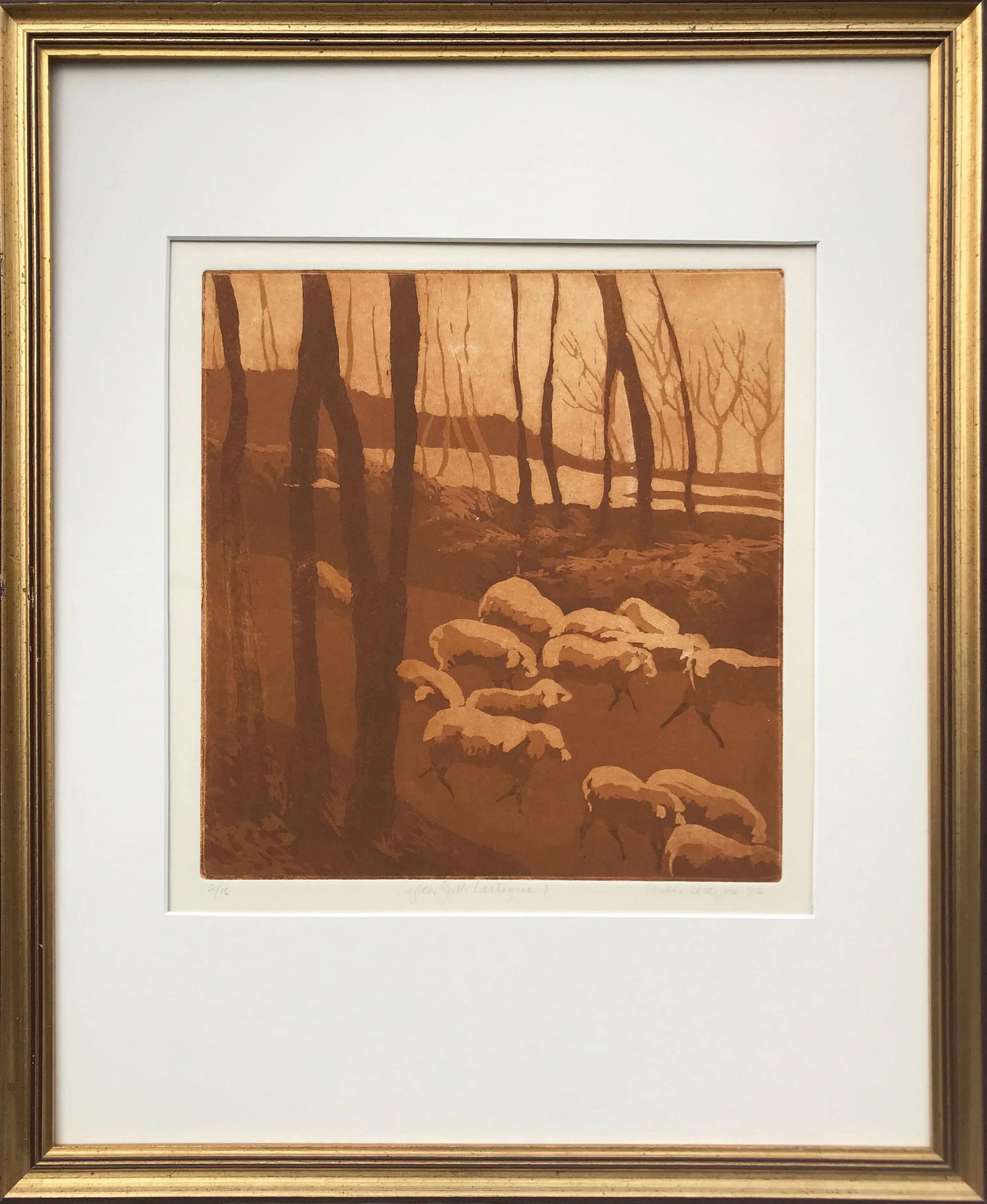 Vintage Etching of Sheep by Leslie Wayne (1 of 7)