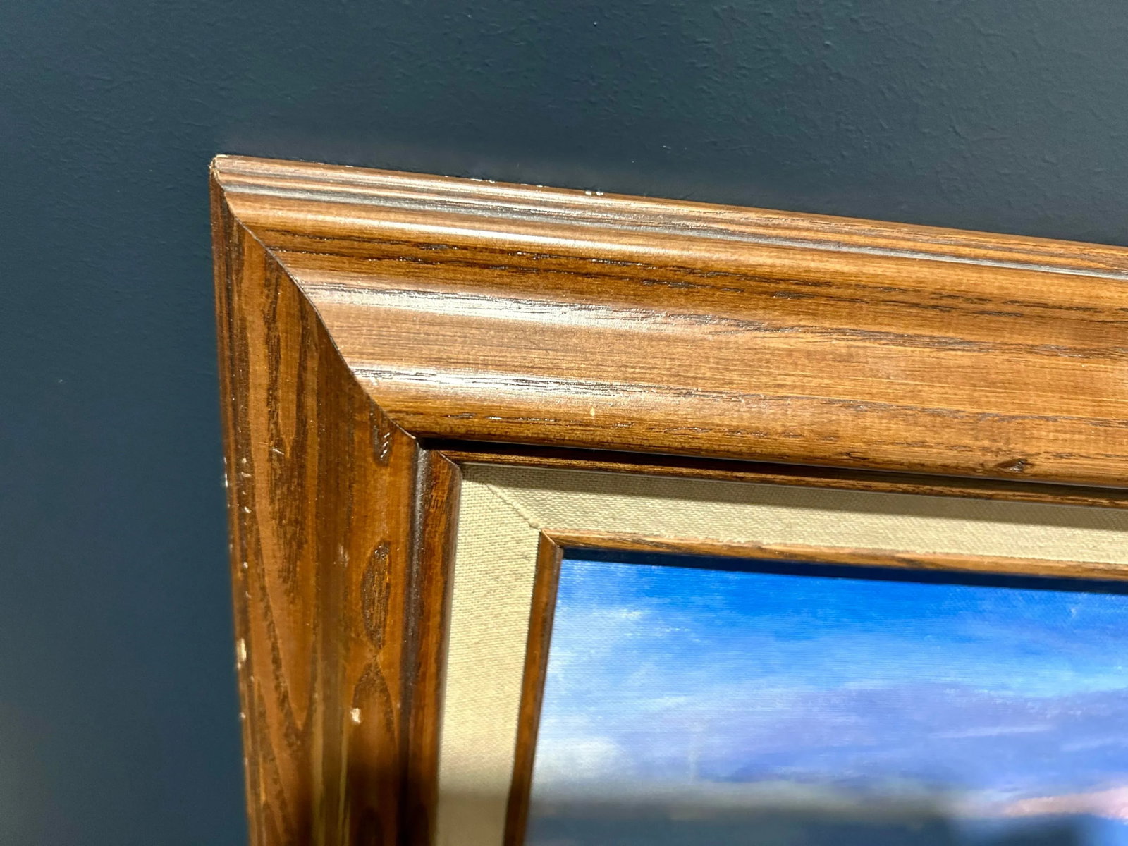 Vintage Nautical Harbor Fishing Shacks Oil Painting, Framed - 9