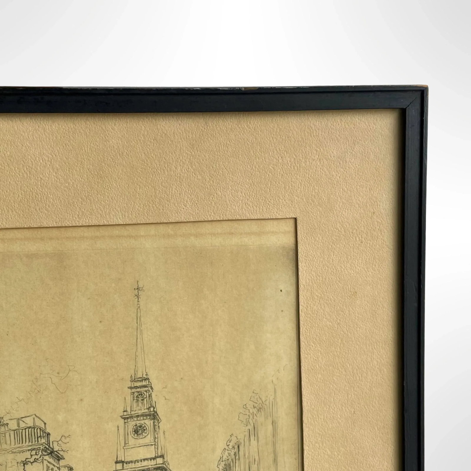 Vintage Lithograph Print Boston Old North Church, Signed & Framed Original - 7