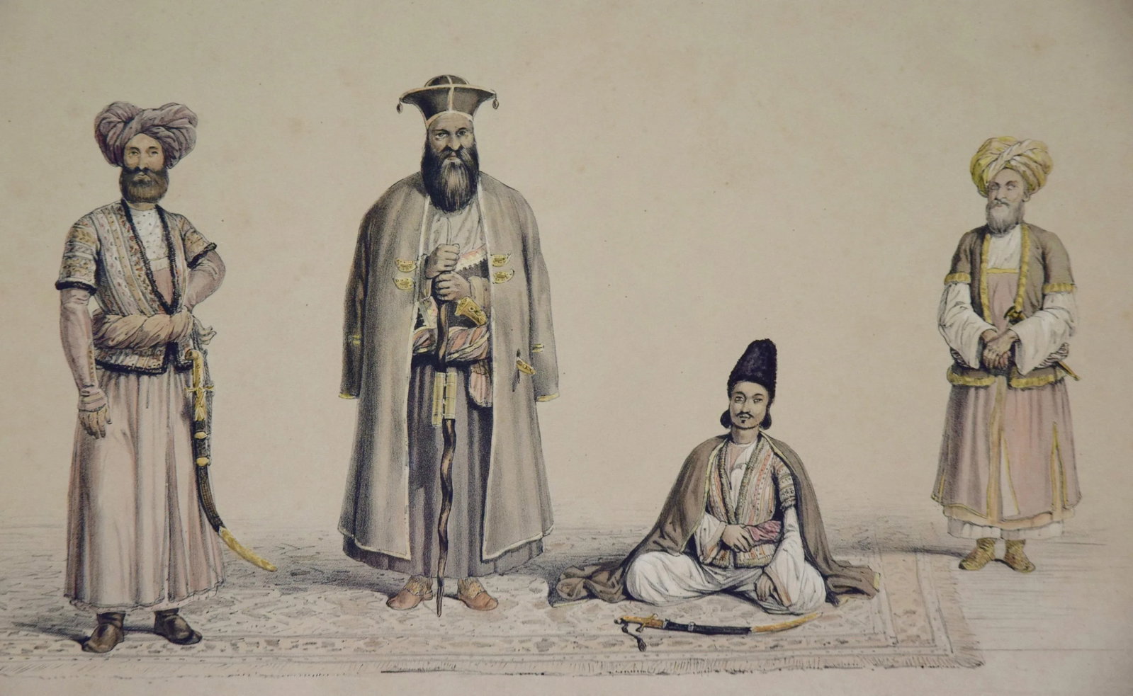 A Pair of 19th C. Engravings Depicting the Costumes and Weapons of Afghani Men by Dr. James Atkinson - 10