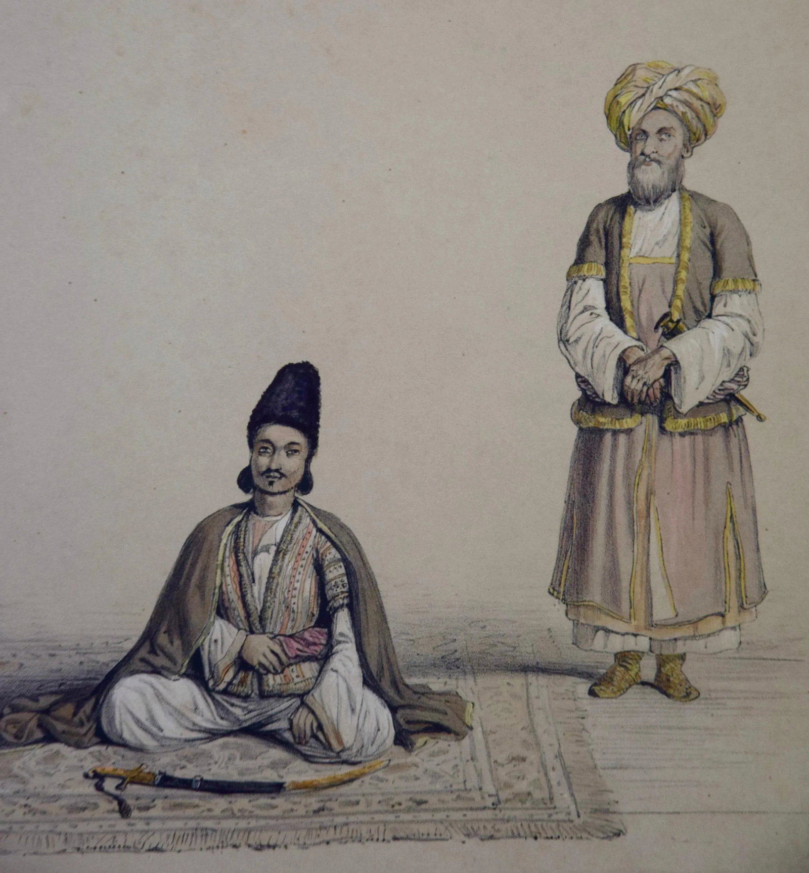 A Pair of 19th C. Engravings Depicting the Costumes and Weapons of Afghani Men by Dr. James Atkinson - 11