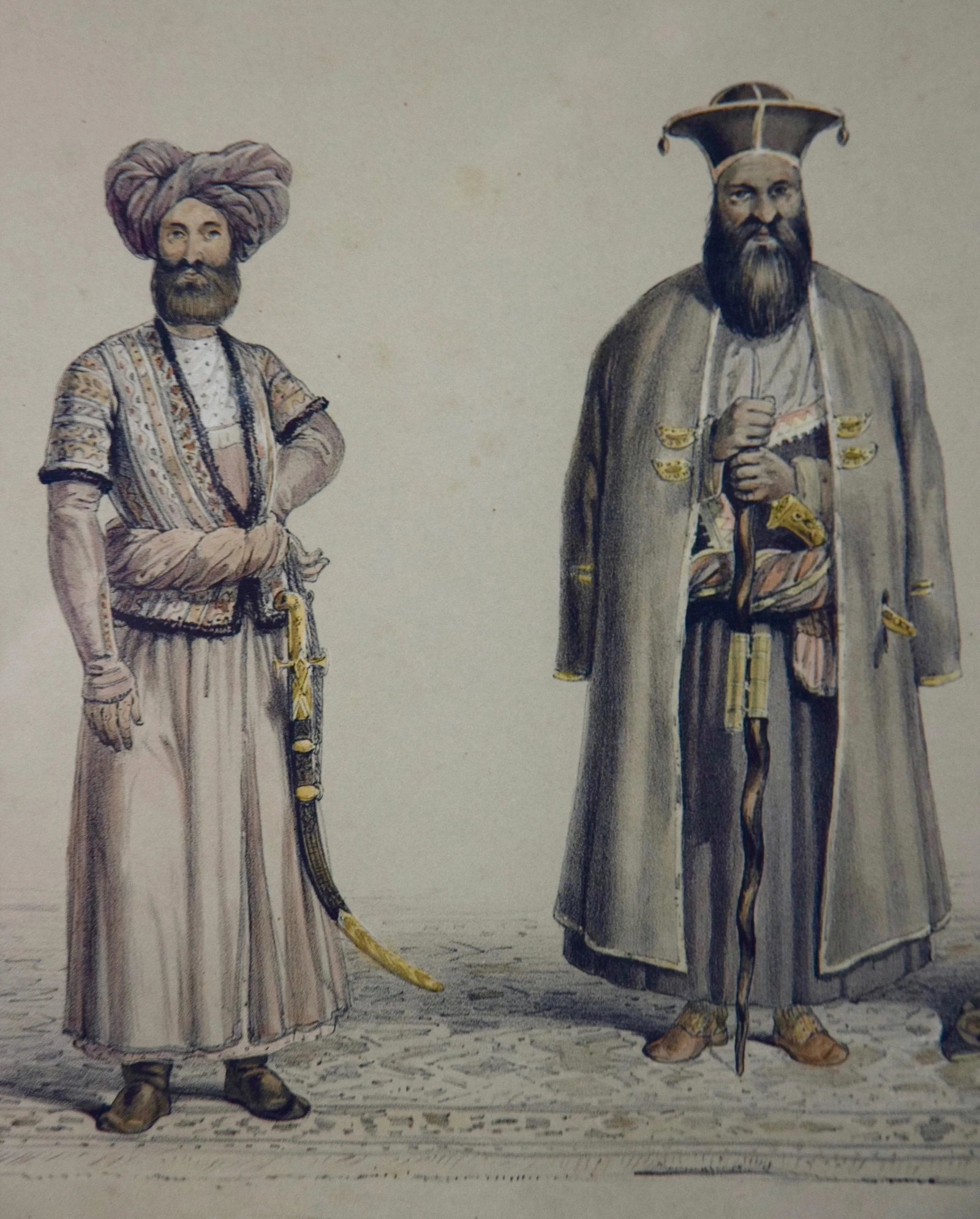 A Pair of 19th C. Engravings Depicting the Costumes and Weapons of Afghani Men by Dr. James Atkinson - 2