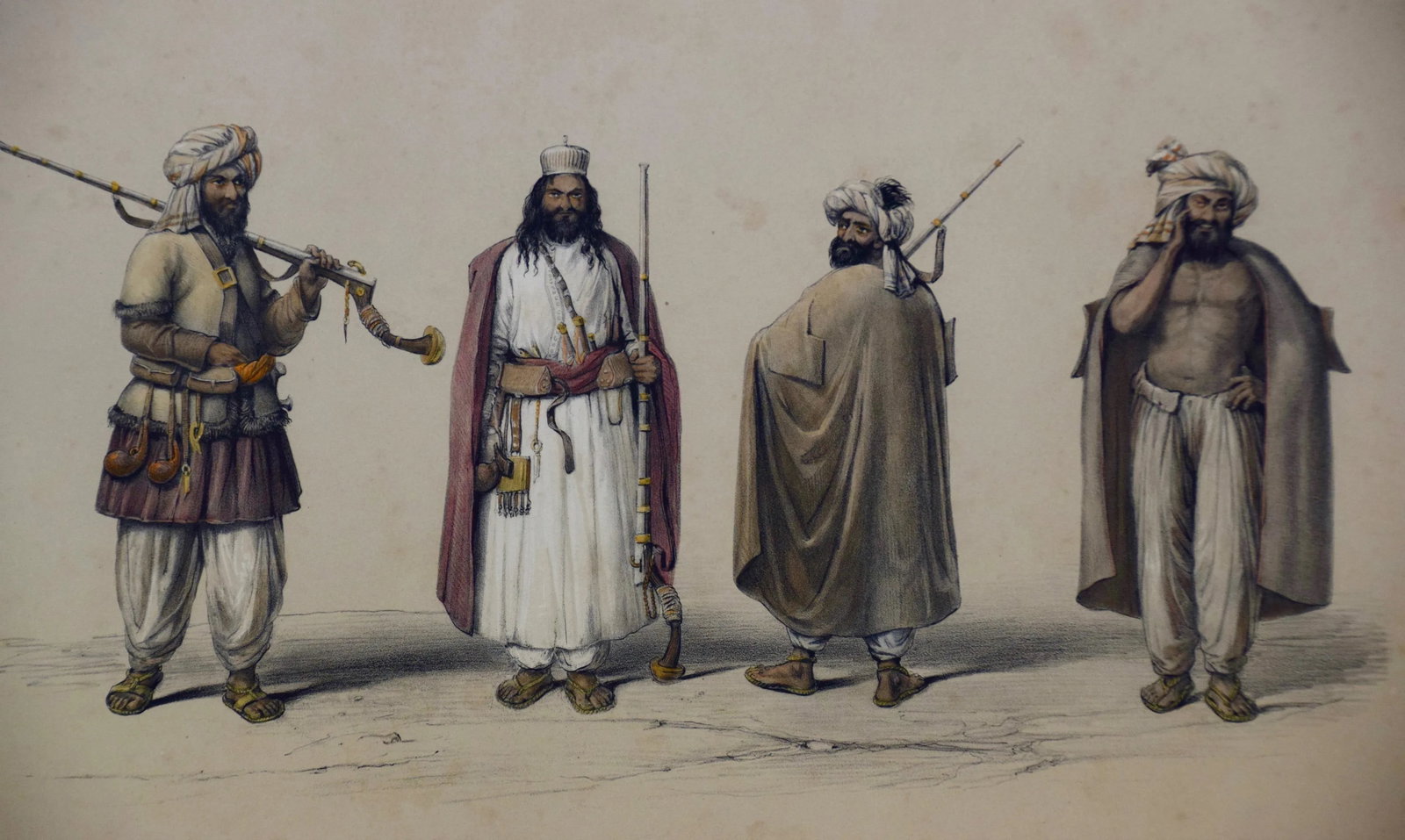 A Pair of 19th C. Engravings Depicting the Costumes and Weapons of Afghani Men by Dr. James Atkinson - 5