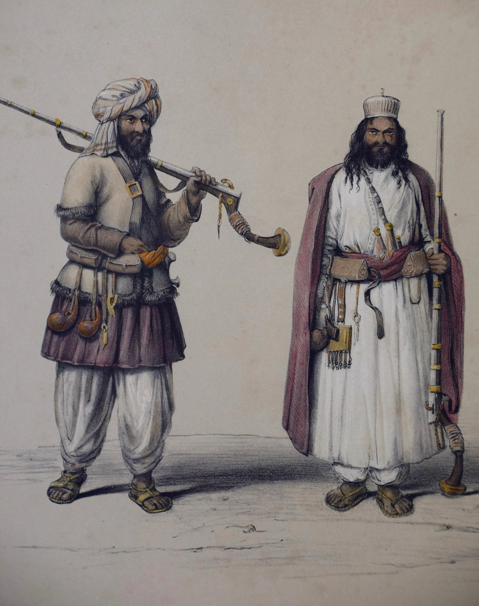 A Pair of 19th C. Engravings Depicting the Costumes and Weapons of Afghani Men by Dr. James Atkinson - 6