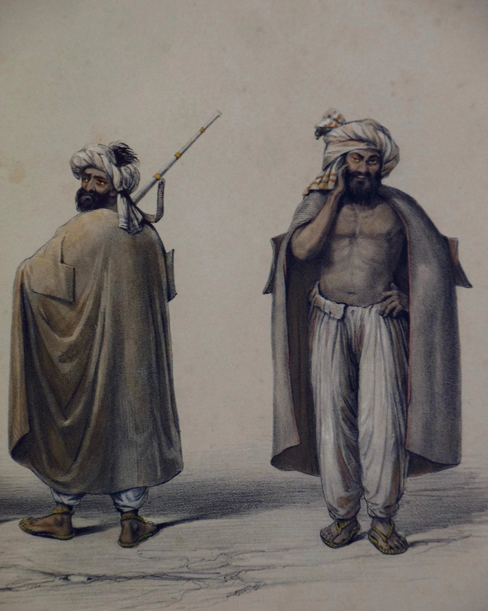 A Pair of 19th C. Engravings Depicting the Costumes and Weapons of Afghani Men by Dr. James Atkinson - 7