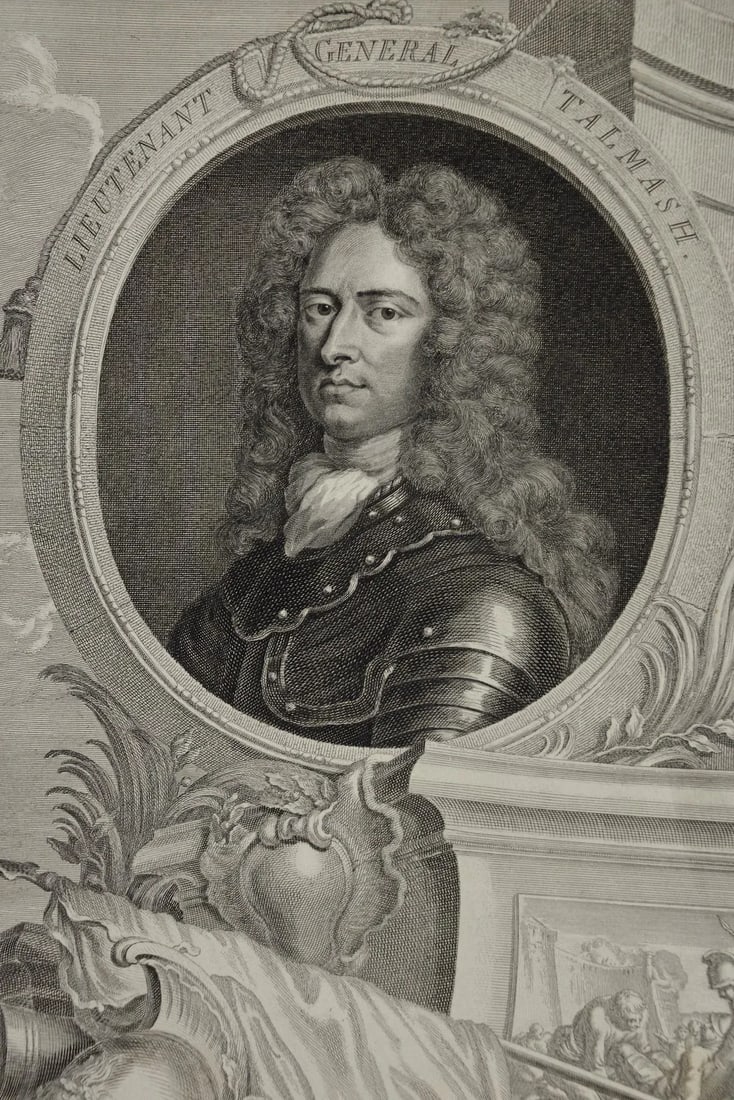 Lieutenant General Talmash: 18th C. Portrait by Houbraken, 1748 - 2