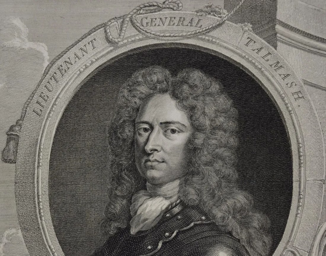 Lieutenant General Talmash: 18th C. Portrait by Houbraken, 1748 - 4