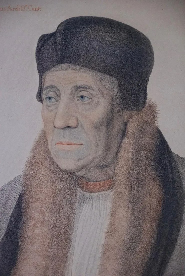 (After) Hans Holbein the Younger: A Hand-Colored Portrait of Warham, Archbishop of Canterbury for He - 2