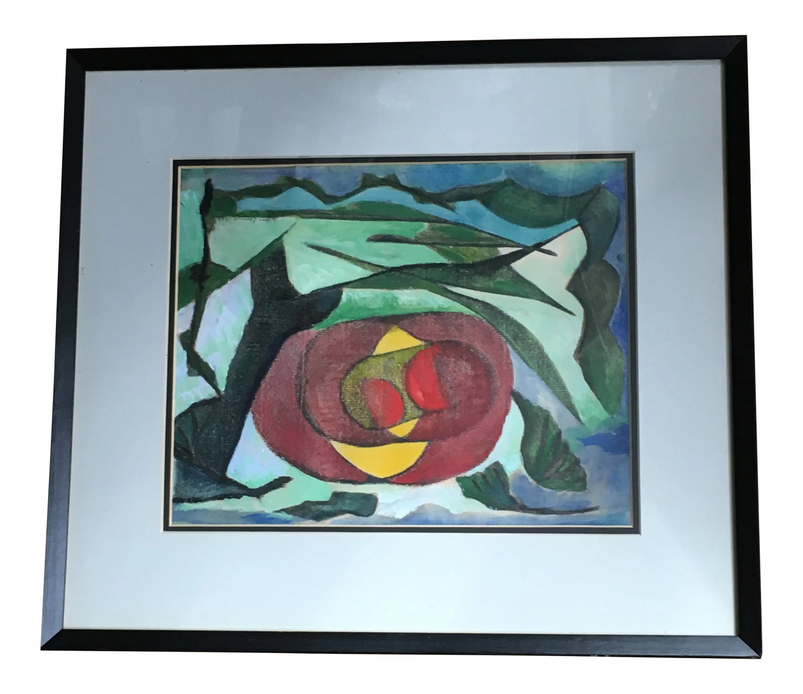 1968 Signed Abstract Watercolor on Paper Painting: With some work we might discover the artist. It was painted in 1968 and is a great abstract landscape perfect for a gallery wall or small space. Condition: Alterations: Original Condition Unaltered