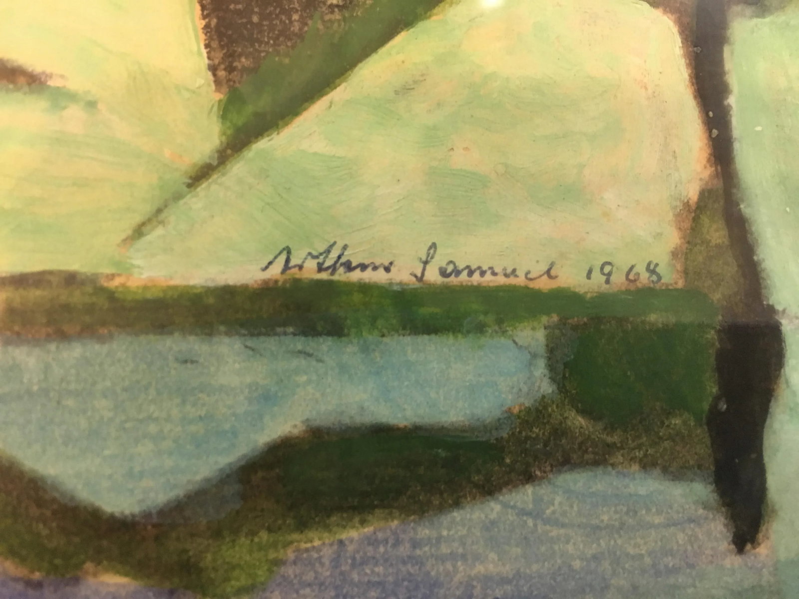 1968 Signed Abstract Watercolor on Paper Painting - 2