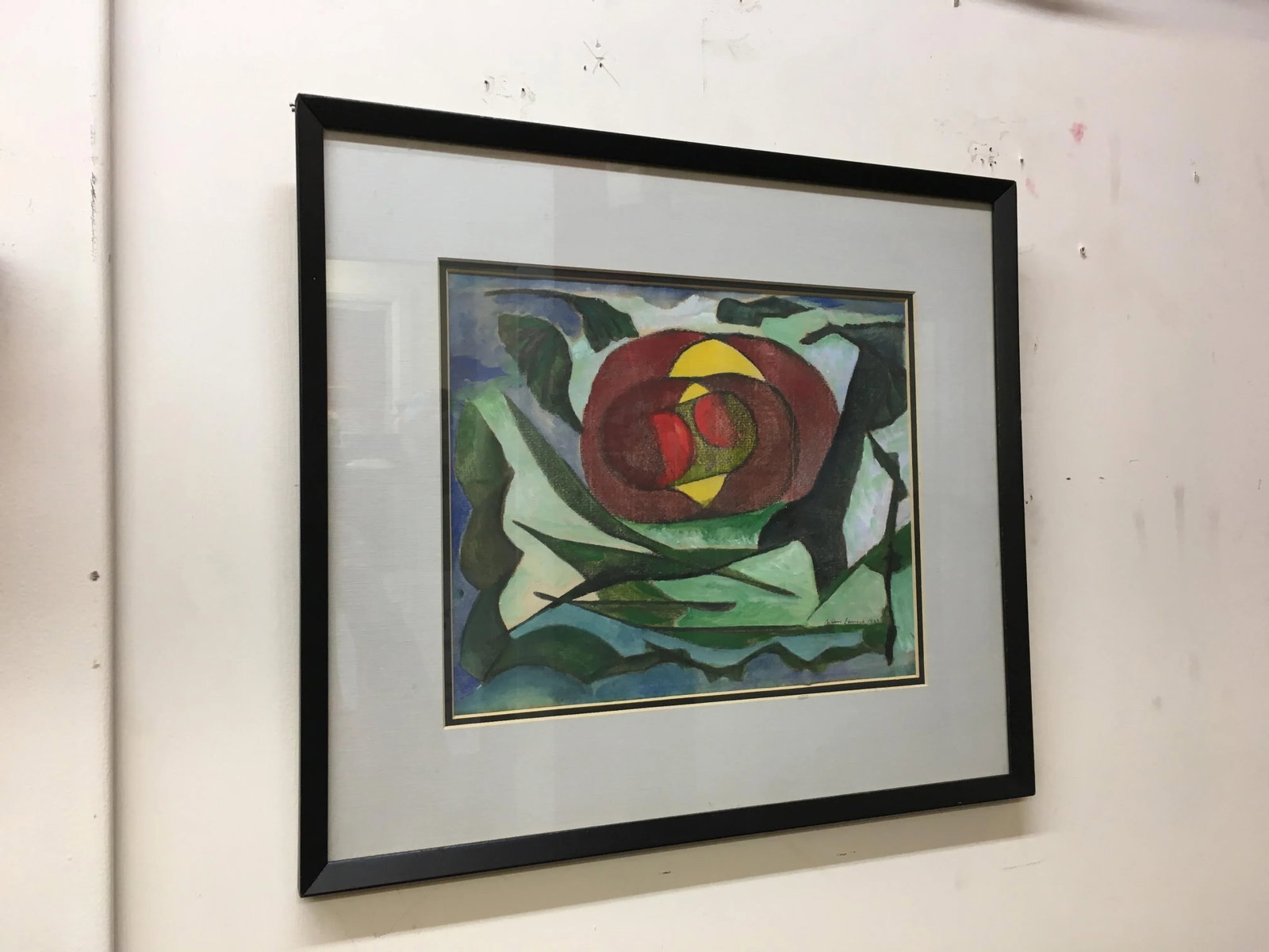 1968 Signed Abstract Watercolor on Paper Painting - 6