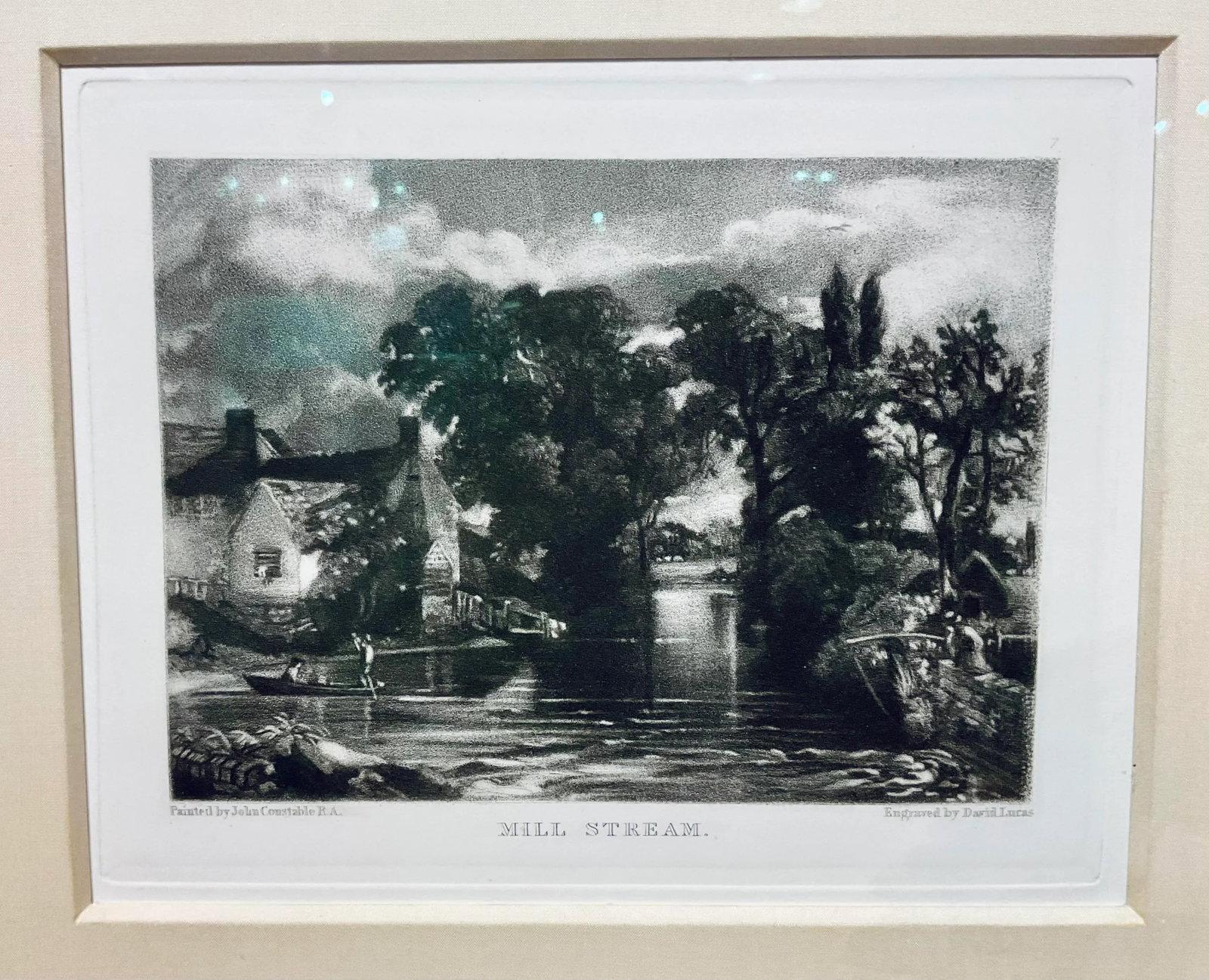 Antique Black and White Engraving Landscape of the "Mill Stream" by John Constable - 2