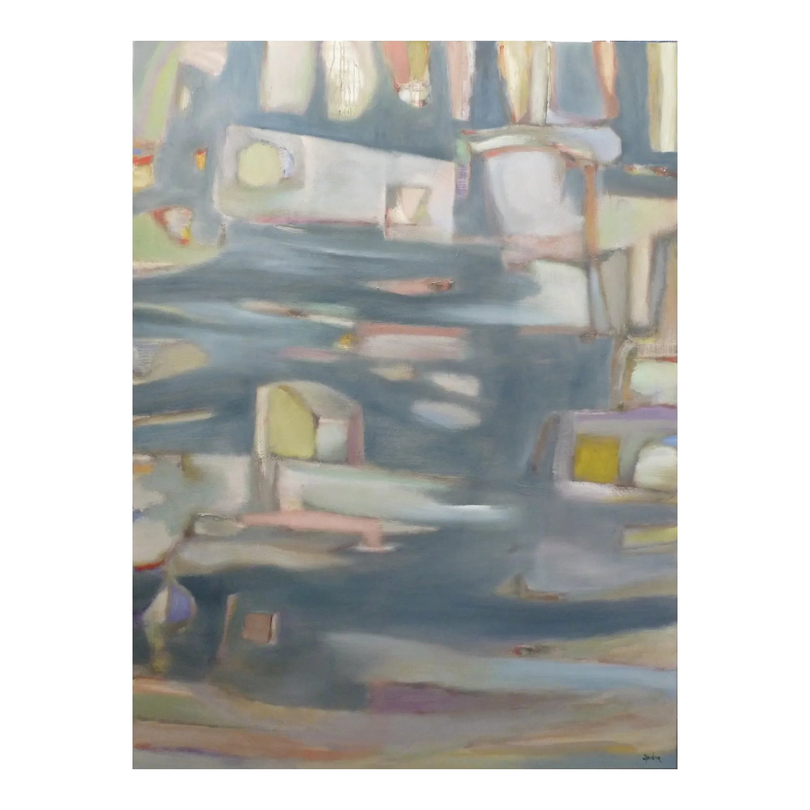 "Home" Large Abstract Oil Painting by Scott Spencer: Sometimes you have to get away from the hustle and bustle. Original oil painting on stretched canvas. Condition: Imperfections: No Imperfections Origin: United States Materials & Techniques: