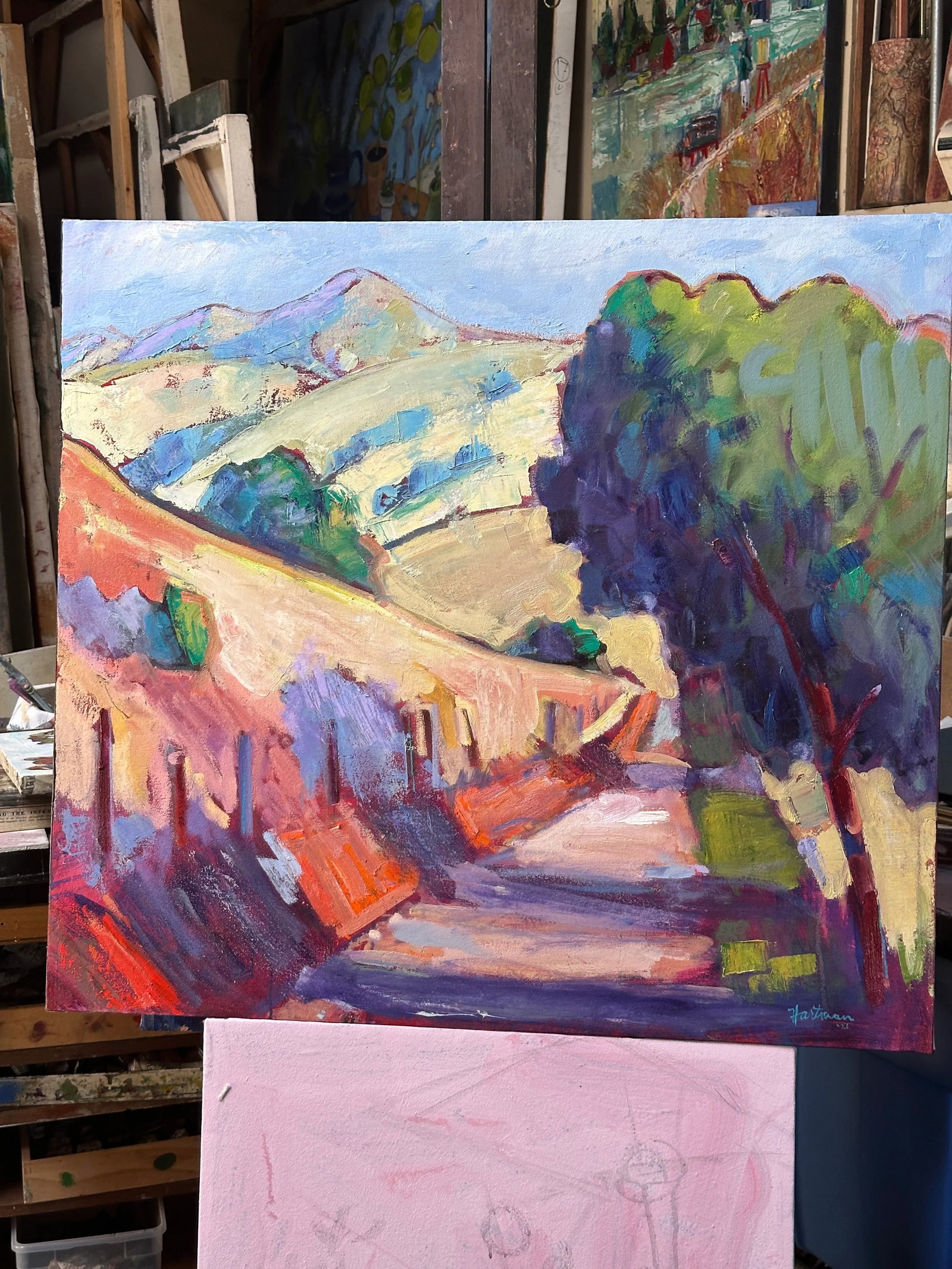 Expressionist Painting California Landscape Oil on Canvas Mountain Road Hartman Bay Area - 3