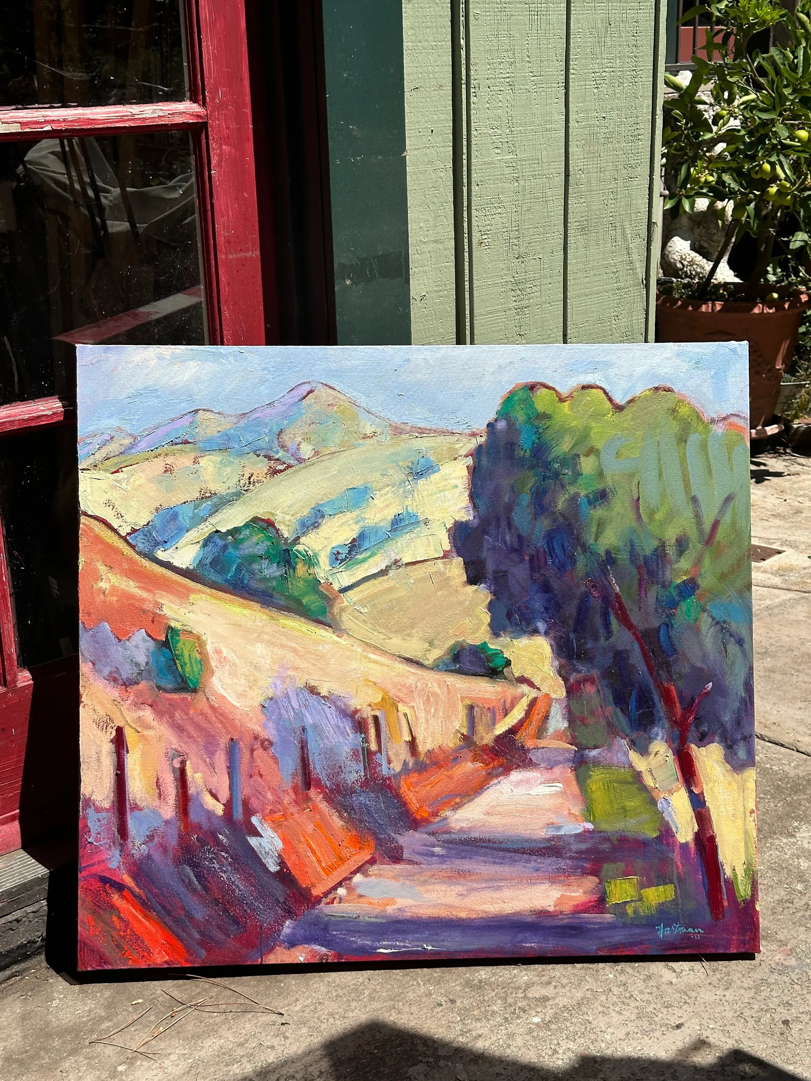 Expressionist Painting California Landscape Oil on Canvas Mountain Road Hartman Bay Area - 4