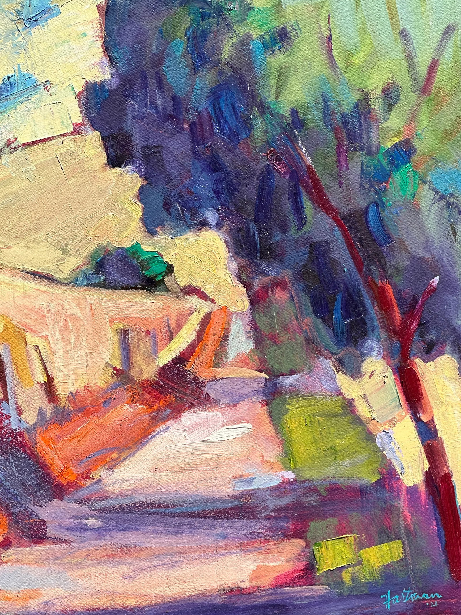 Expressionist Painting California Landscape Oil on Canvas Mountain Road Hartman Bay Area - 6