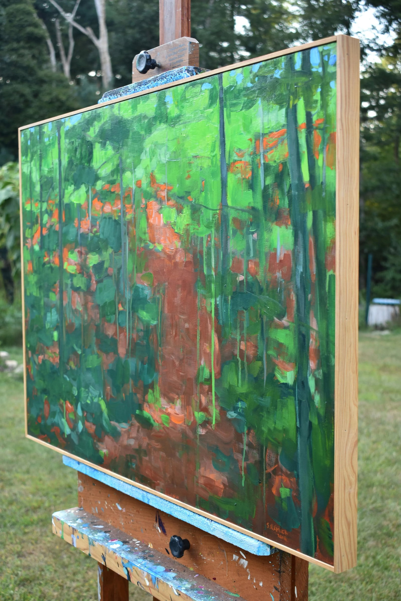 Contemporary Semi-Abstract Acrylic Painting, "Up the Hill", by Stephen Remick, Framed - 11