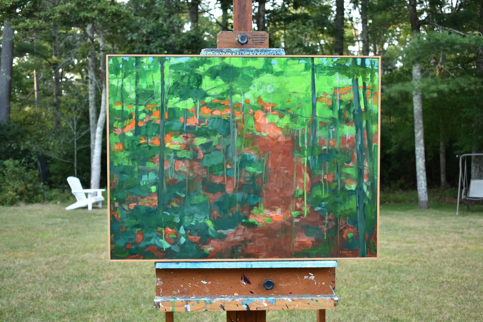 Contemporary Semi-Abstract Acrylic Painting, "Up the Hill", by Stephen Remick, Framed - 12