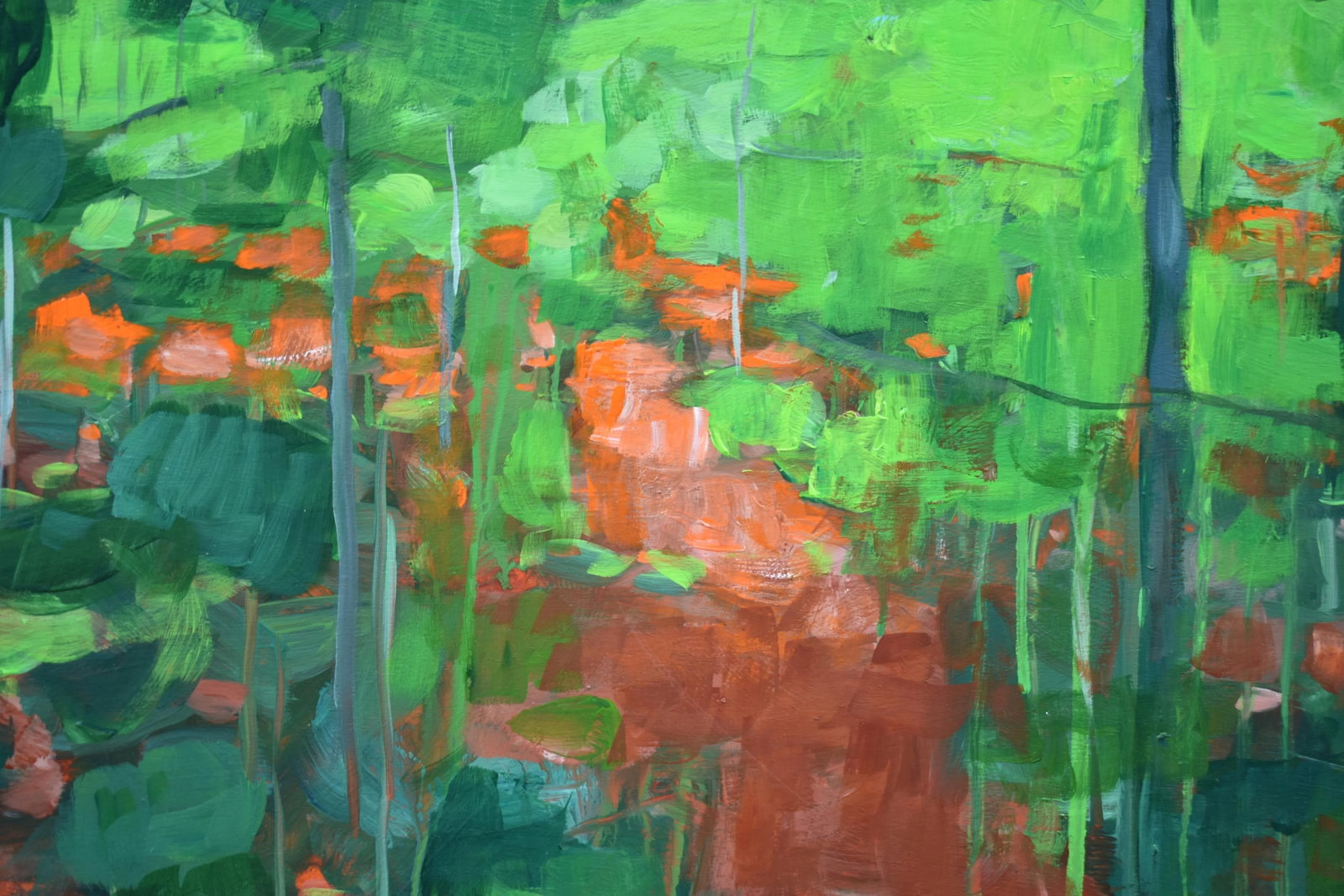 Contemporary Semi-Abstract Acrylic Painting, "Up the Hill", by Stephen Remick, Framed - 4